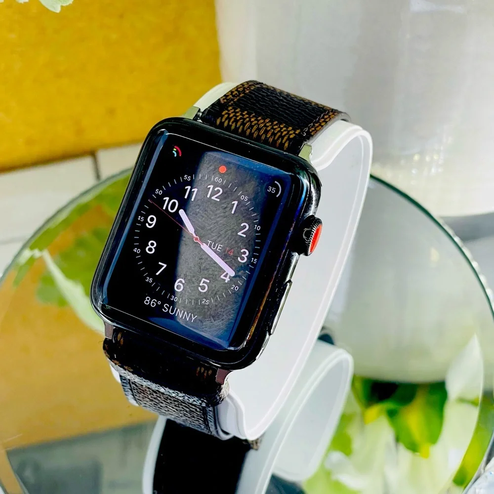 Cute Watchband For Apple Watch Any Series In Checkered Brown Design